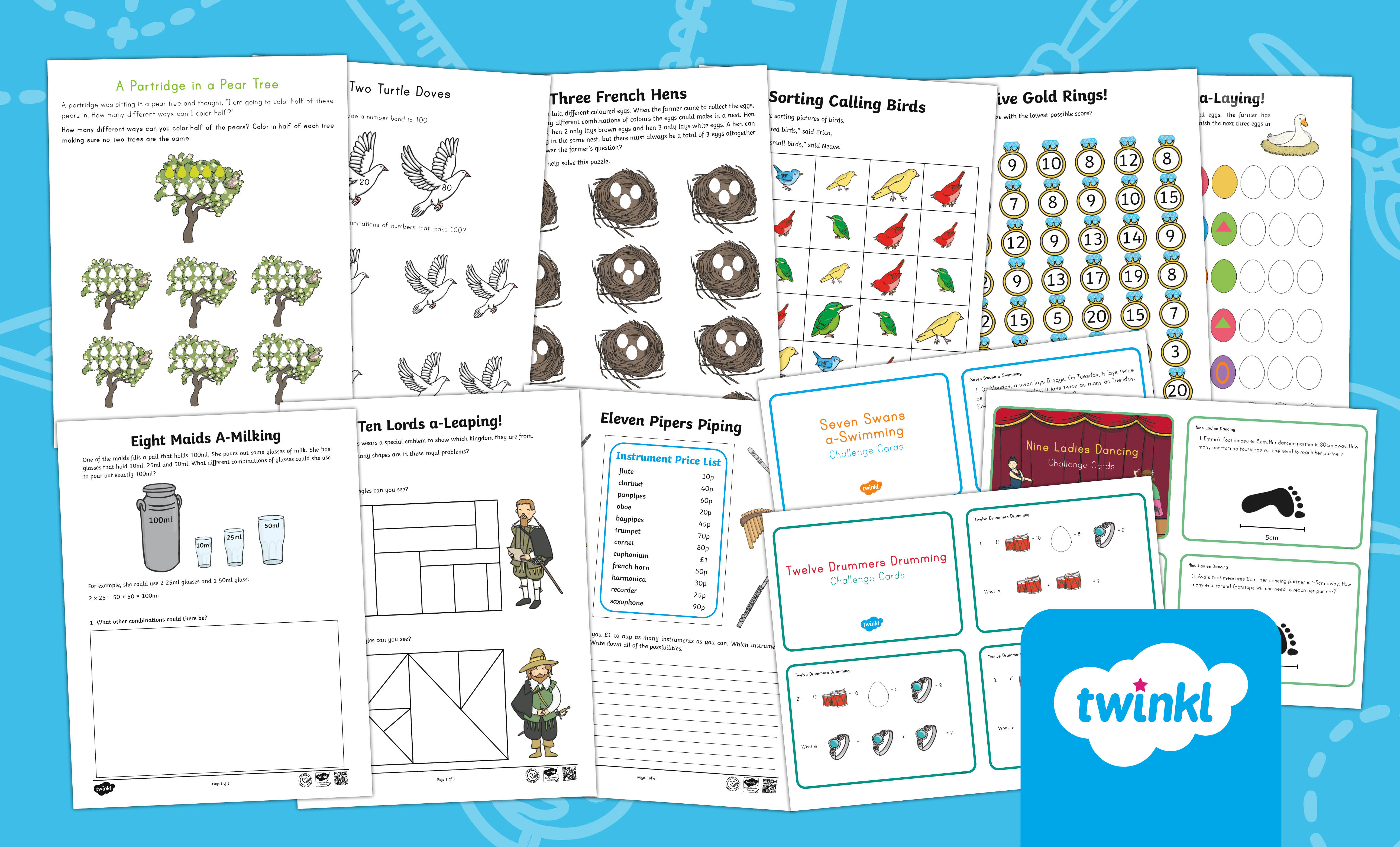 Twelve Days of Christmas Math Activity Pack